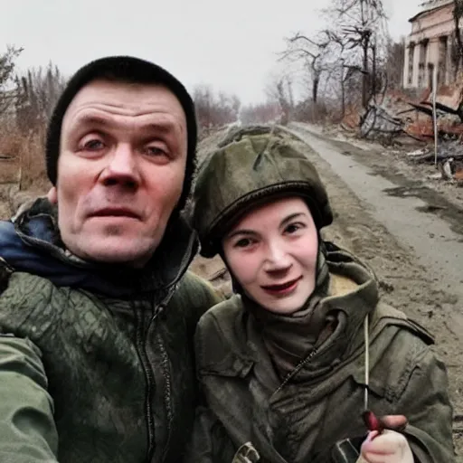 Image similar to last selfie from ukraine after nuclear - war