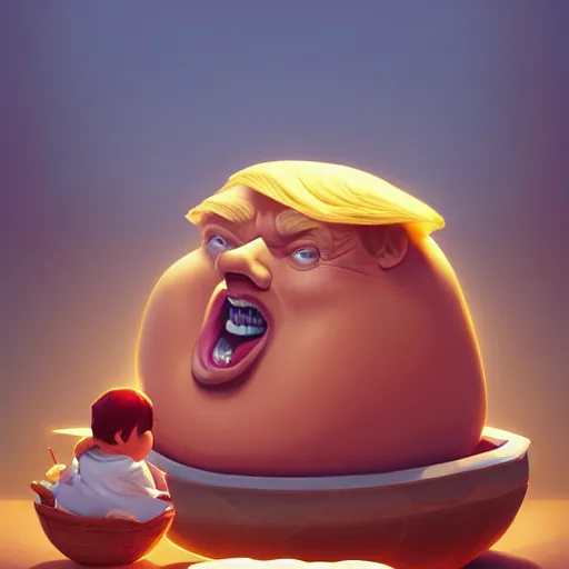 Image similar to chubby donald trump apple bobbing, ben hur, loftis, cory behance hd by jesper ejsing, by rhads, makoto shinkai and lois van baarle, ilya kuvshinov, rossdraws global illumination