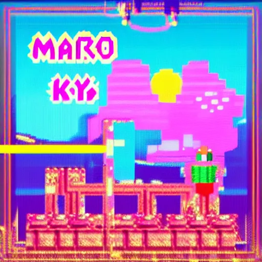 Image similar to new mario game synthwave style