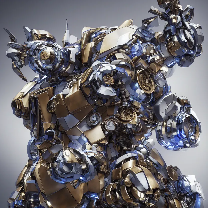 Image similar to hyper realistic mixed midea portrait of a beautiful mechanical steampunk gundam robot, stunning 3d render inspired art by kazuhiko nakamura and hajime sorayama, 8k octane beautifully detailed render, post-processing, extremely hyperdetailed, intricate futuristic mechanic parts, epic composition, maya, blender, grim yet sparkling atmosphere, cinematic lighting + masterpiece, trending on artstation,