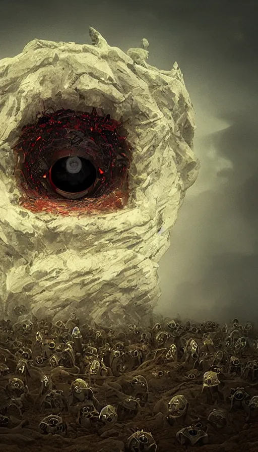 Prompt: a storm vortex made of many demonic eyes and teeth, by filip hodas