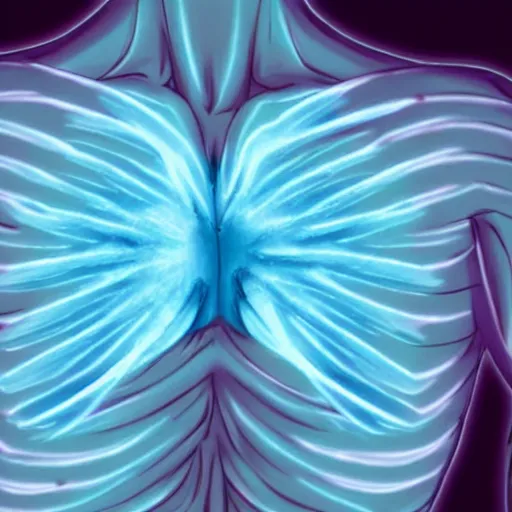 Prompt: colored xray of anime girl's chest