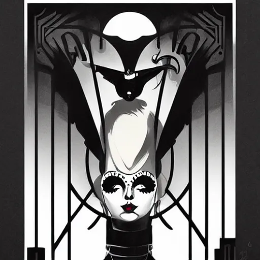 Image similar to art deco gothica by mcbess, greg rutkowski