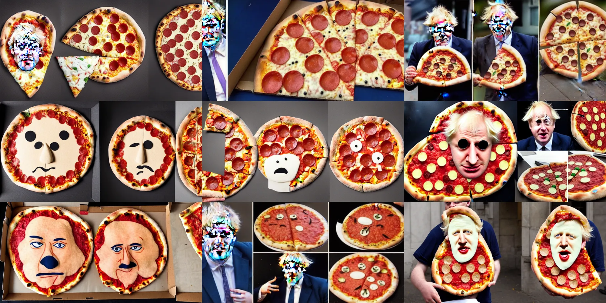 Image similar to pizza shaped like boris johnson