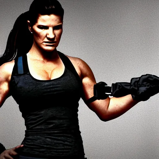 Image similar to digital painting gina carano with a cybernetic arm