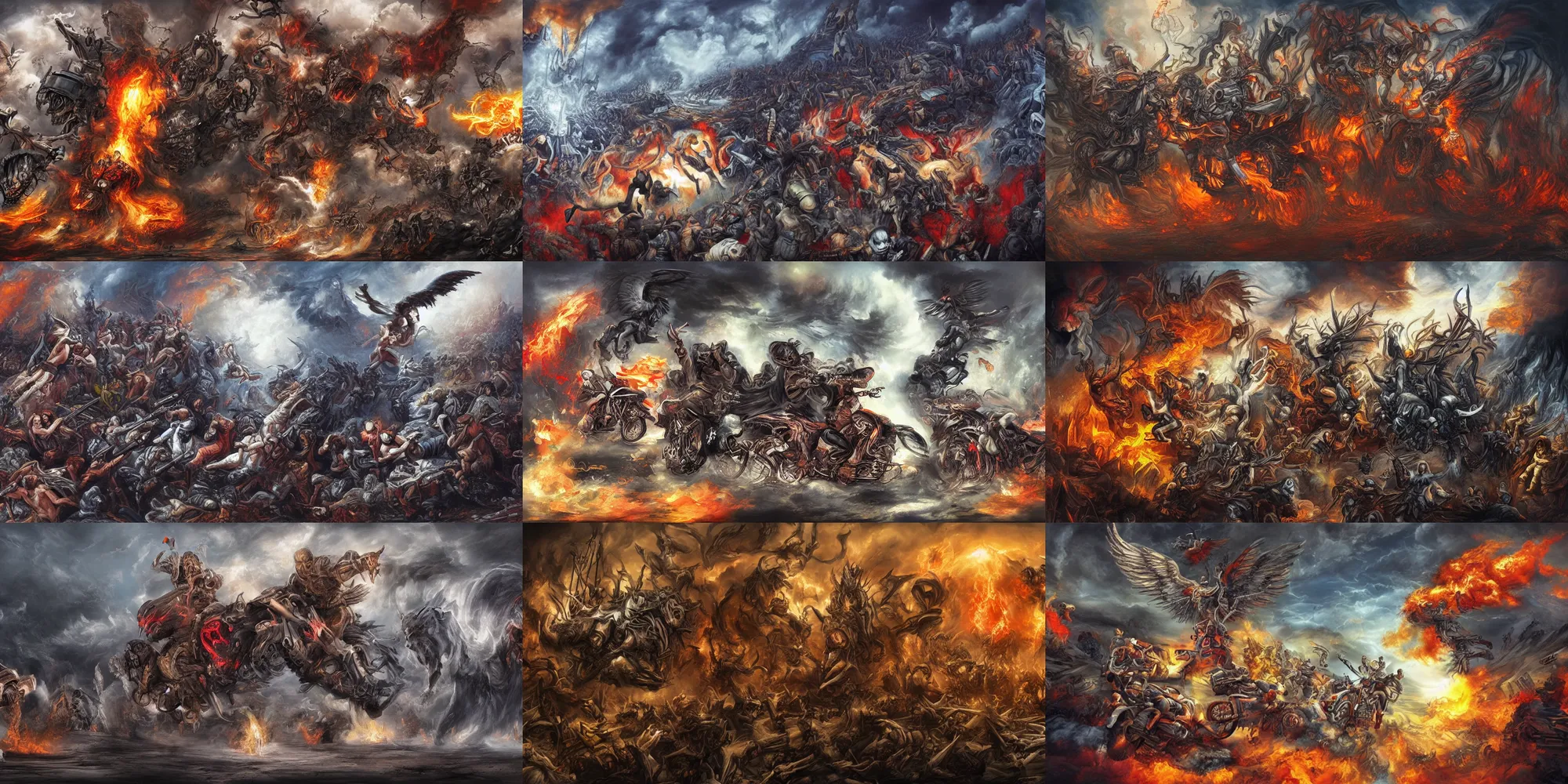 Prompt: a beautiful painting of heaven vs hell, angels vs demons, concept art, detailed