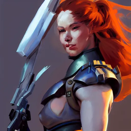 Image similar to greg manchess portrait painting of armored mara jade as overwatch character, medium shot, asymmetrical, profile picture, organic painting, sunny day, matte painting, bold shapes, hard edges, street art, trending on artstation, by huang guangjian and gil elvgren and sachin teng