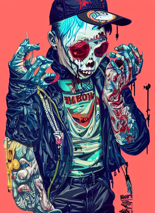 Image similar to zombie full body hiphop streetwear drip, tristan eaton, victo ngai, artgerm, rhads, ross draws