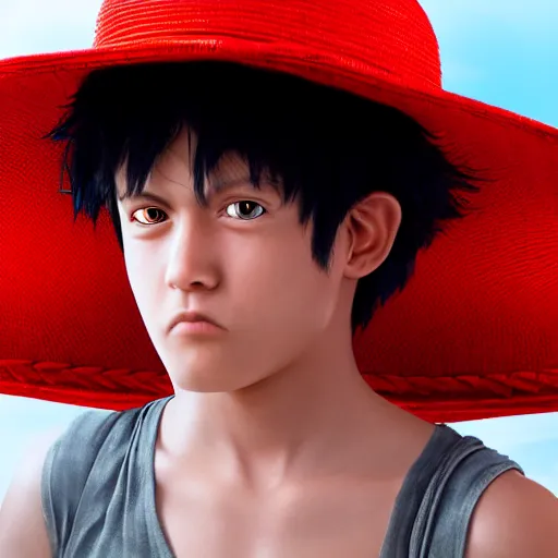 Prompt: A photo of a real-life luffy , Studio Lighting, High Detail, 4K, Title-Shift, Hyperrealism