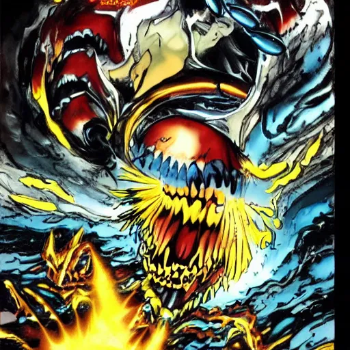 Image similar to a danger elemental, whirling energy made of danger ( dramatic, cinematic by simon bisley )