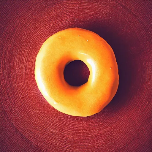 Prompt: Perfectly circular donut!!!!! in the style of an orange!!!!!!, trending on artstation, 4k, 8k, professional photography, overhead shot, 35mm lens