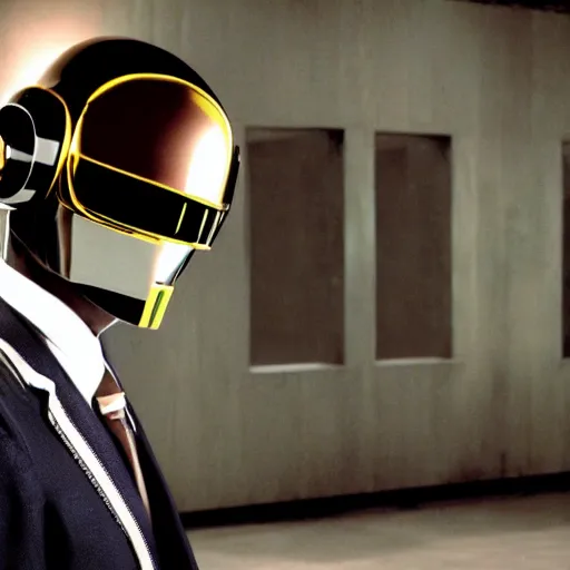 Prompt: Gus fring as Thomas Bangalter from daft punk, holding mask in hand, 4k