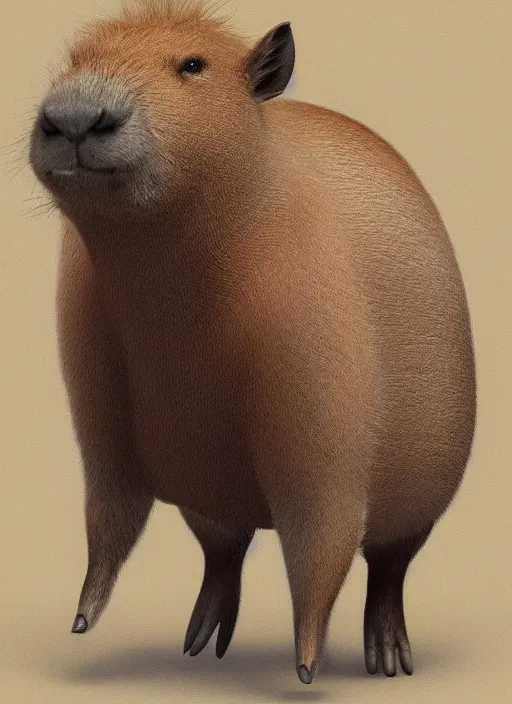 Image similar to detailed full body concept pastel painting of a capybara cowboy, octane render, 4k