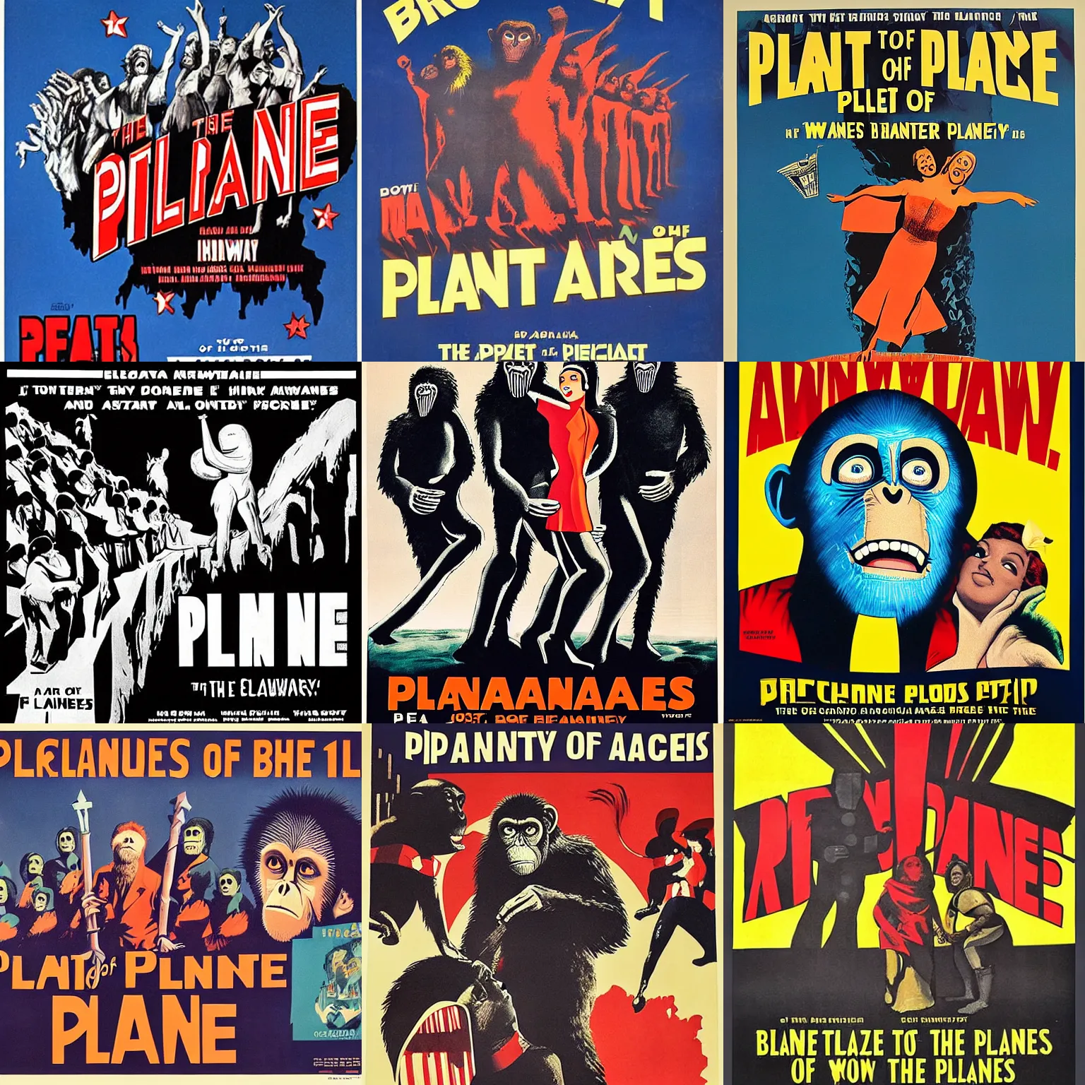 Prompt: Broadway theatre poster for Award winning Planet Of The Apes The Musical (1960)