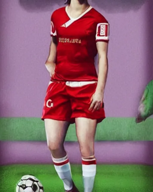 Image similar to a portrait of emma watson as a lokomotiv football player, hyper realistic