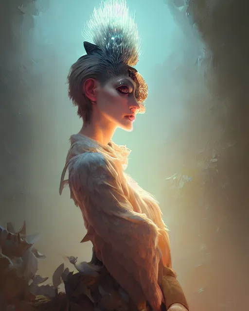 Prompt: of augean stables, aristocrat robe, ostrich feathers, beauty portrait, complex 3 d render by peter mohrbacher, wlop, ilya kuvshinov, thomas kinkade, victo ngai, ryohei hase, sharp focus, unreal engine, octane, global illumination, highly detailed, intricate background, masterpiece, award winning, post processing