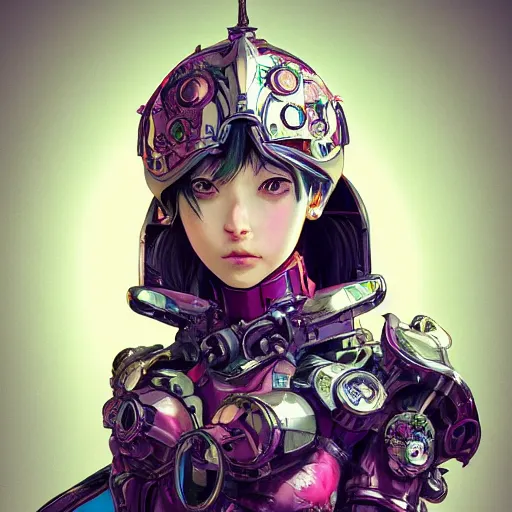 Image similar to studio portrait of lawful good colorful female holy mecha paladin absurdly beautiful, elegant, young sensual graceful woman, ultrafine hyperrealistic detailed face illustration by kim jung gi, irakli nadar, intricate linework, sharp focus, bright colors, matte, octopath traveler, final fantasy, unreal engine highly rendered, global illumination, radiant light, intricate environment