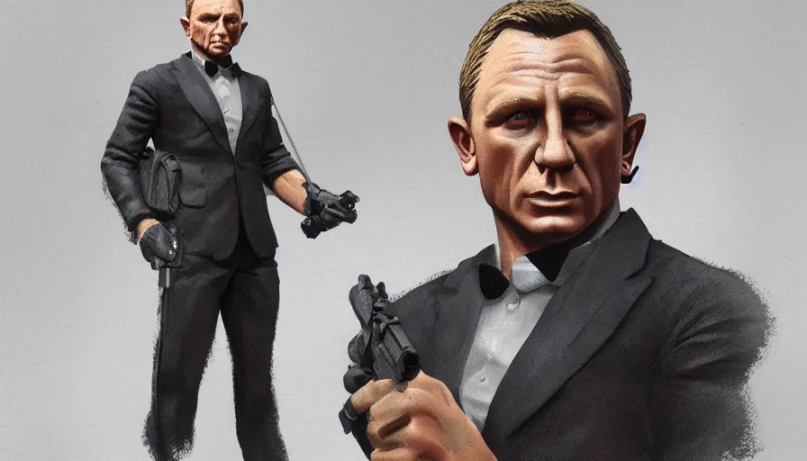 Image similar to daniel craig hand painted figurine, hyperdetailed, artstation, cgsociety, 8 k