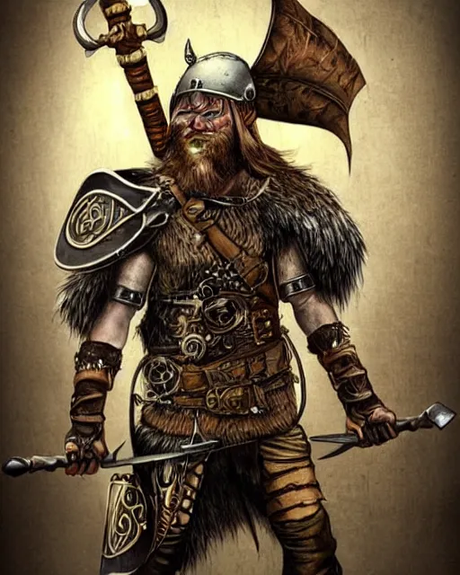 Prompt: steampunk viking warrior