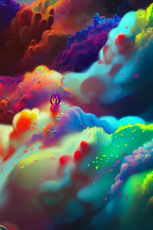 Image similar to colorful liquid smoke and clouds forming detailed faces, extremely colorful psychedelic experience, dmt, psilocybin, lsd, intricate, elegant, highly detailed, digital painting, artstation, smooth, sharp focus, illustration, art by krenz cushart, hana yata, octane render, unreal engine, 8 k