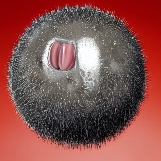 Image similar to teeth and hairy ball in transparent goo