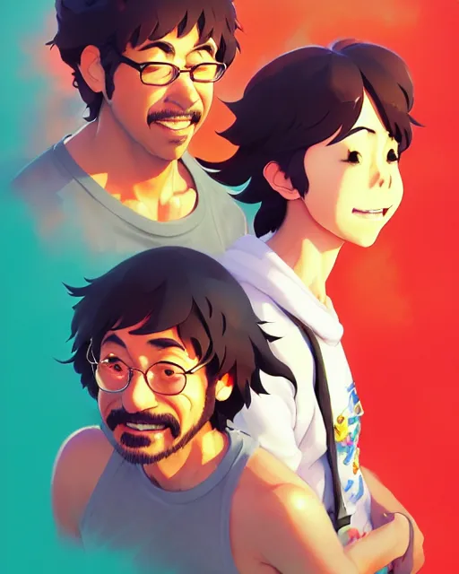 Image similar to cheech and chong, portrait shinkai makoto studio ghibli studio key hideaki anno sakimichan stanley artgerm lau rossdraws james jean marc simonetti elegant highly detailed digital painting artstation pixiv