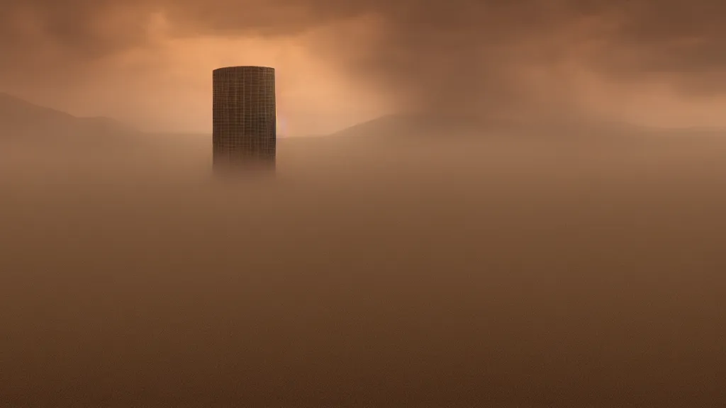 Prompt: patrick j. jones. rutkowski. the last tower. sandstorm. lonely. ominous. golden hour. 3 8 4 0 x 2 1 6 0