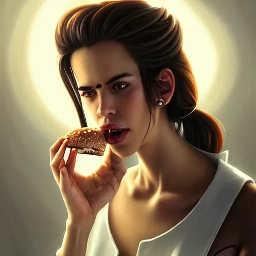 Prompt: portrait of nick cave eating hamburgers, extra onions and ketchup, luscious patty with sesame seeds, feminine ethereal, handsome, d & d, fantasy, intricate, elegant, highly detailed, digital painting, artstation, concept art, matte, sharp focus, illustration, art by artgerm and greg rutkowski and alphonse mucha