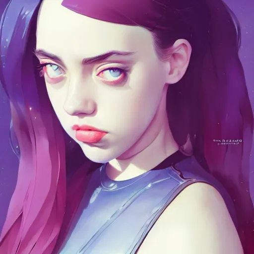 Image similar to a beautiful billie eilish kat dennings alluring instagram model in elaborate latex tank top, by guweiz and wlop and ilya kuvshinov and artgerm and makoto shinkai and studio ghibli, symmetrical eyes, aesthetic, gorgeous, stunning, alluring, attractive, artstation, deviantart, pinterest, digital art