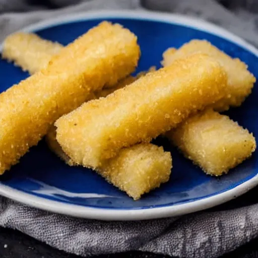 Prompt: Soaking wet soggy fish stick on a moist plate dripping with water