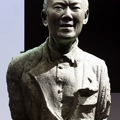 Prompt: a bust of Lee Kuan Yew found in the ruins of Pompeii, British Musuem, beautiful, Roman, classical