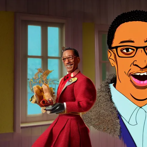 Image similar to gus fring as a disney princess. highly detailed. hyper real photo. 4 k.