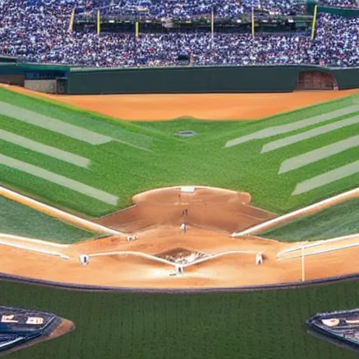 Prompt: a Major League Baseball stadium with a 10 meter high outfield wall