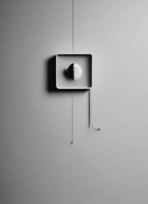 Image similar to minimalist symmetrical grandfarther clock designed by Dieter Rams and Naoto Fukasawa