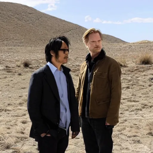 Image similar to Hideo Kojima and Christopher Nolan in Breaking Bad