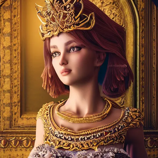 Prompt: godly princess, ornate and intricate, hyper detailed, octane render, 4 k