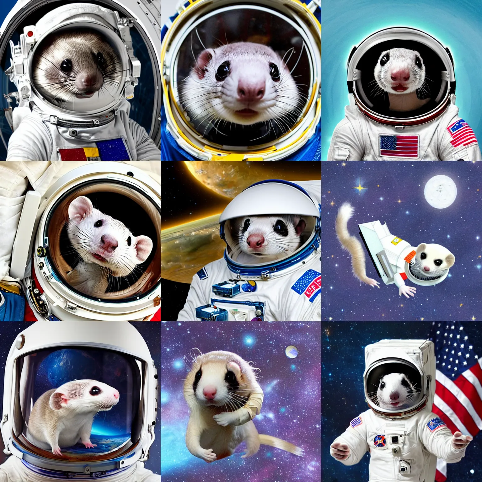 Prompt: an astronaut ferret