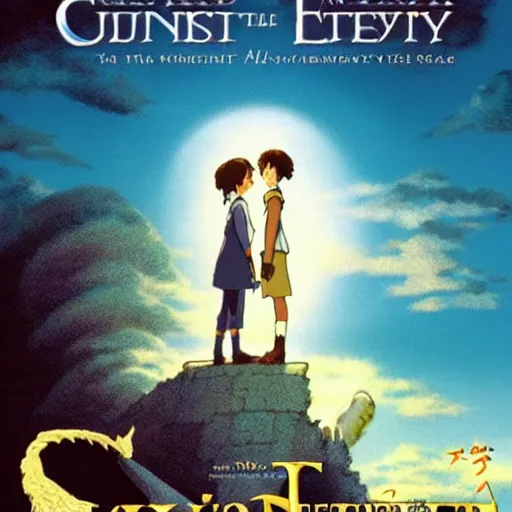 Prompt: Box art of Studio Ghibli's The NeverEnding Story adaption