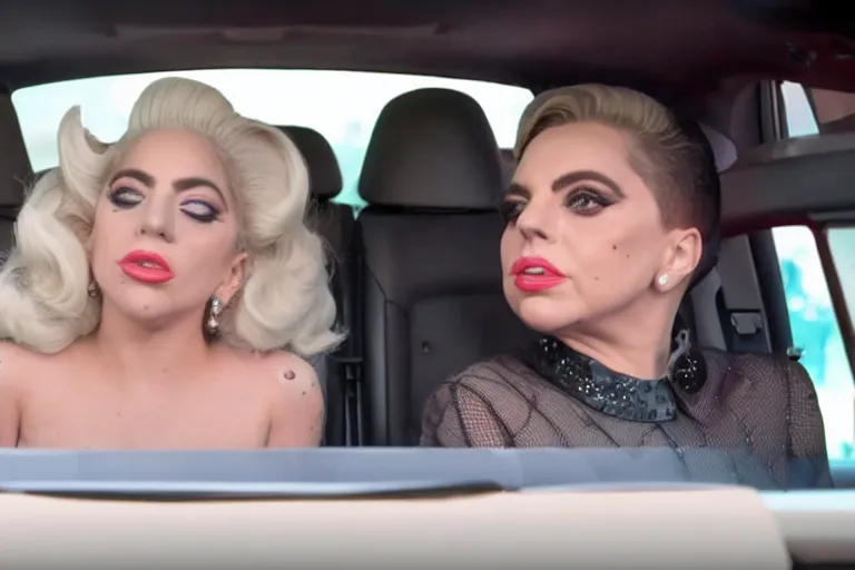 Image similar to lady gaga and judy garland in carpool karaoke, red weapon 8 k s 3 5, cooke anamorphic / i lenses, highly detailed, cinematic lighting