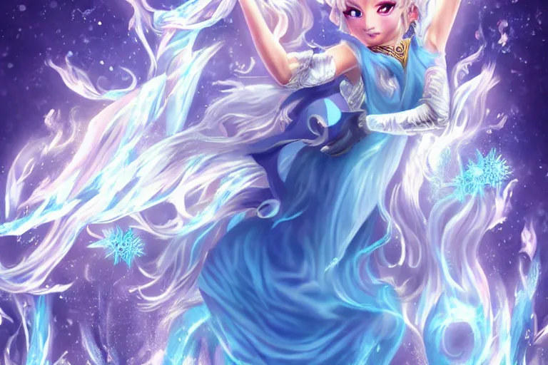 Image similar to ice goddess freezing fire goddess