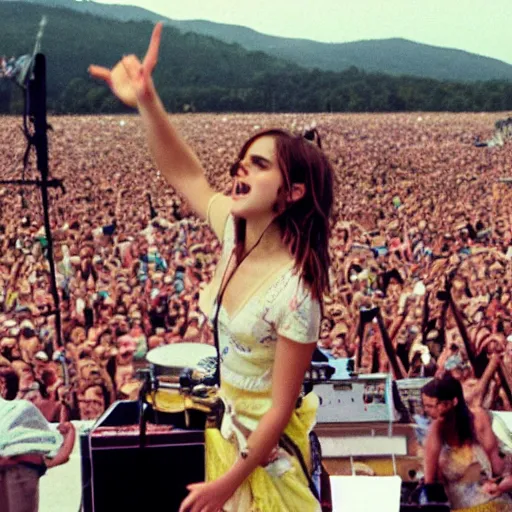 Image similar to Emma Watson performing at Woodstock