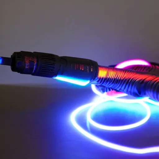 Prompt: photo of an rgb gaming flamethrower