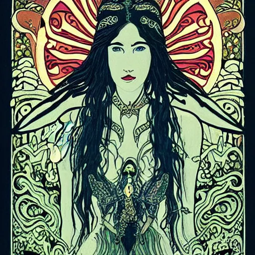 Eldritch fairy lovecraft Woman with Art-Nouveau moth | Stable Diffusion ...