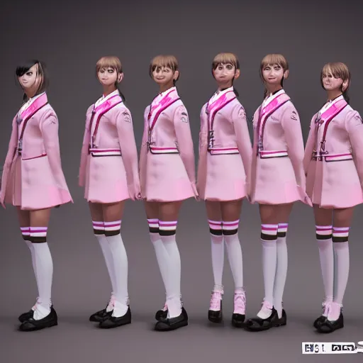 Prompt: pink and white seifuku uniform designed by dolce and gabbana, stylish, unreal engine, studio lighting, 4 k