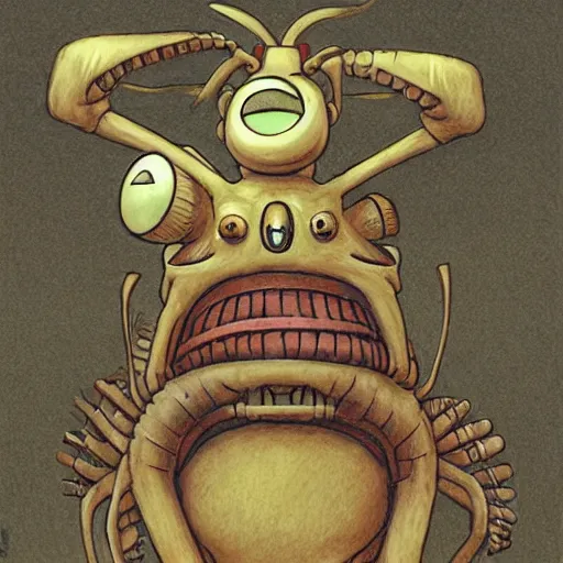 Prompt: maggot digimon yugioh creature by shaun tan, style of john kenn mortensen