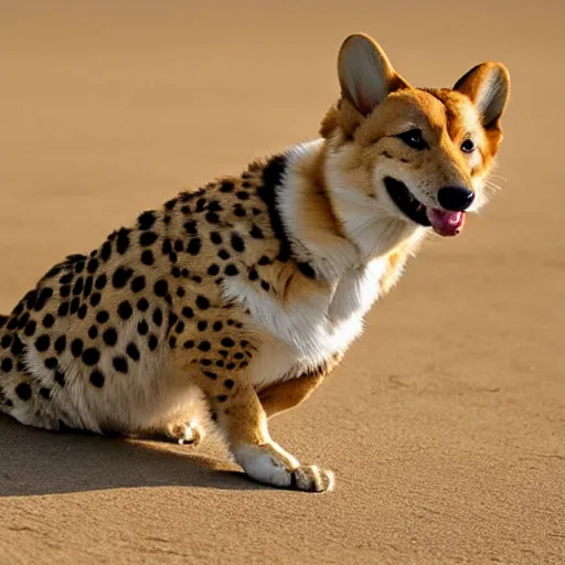 Image similar to a hybrid between a corgi and a cheetah, photography, award - winning, national geographic channel, discovery channel, 8 k