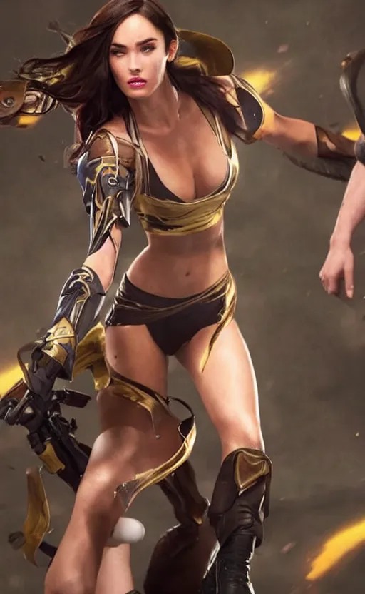 Image similar to action still of Caitlyn in KDA League of legends movie played by Megan Fox. imax, cinematic, 35mm, 4k resolution, dslr, live action, hyperreal, very detailed