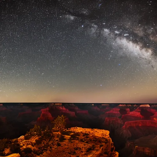 Image similar to detailed photograph of potato overlooking the grand canyon at night astrophotography