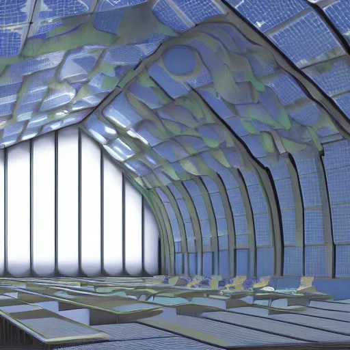 Image similar to solarpunk chapel, photorealistic