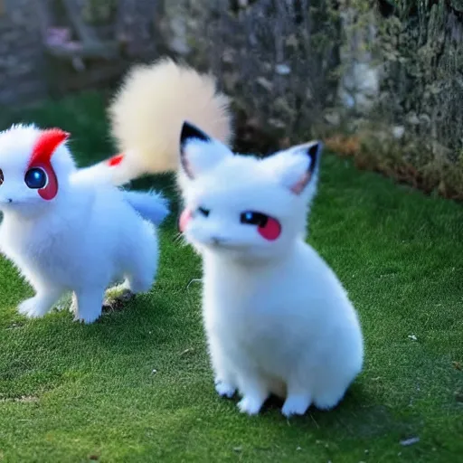 Prompt: real life pokemons, cute!!!, content!!!, mischievous!!!, adorable!!!, little furballs, fluffy!!!, ultra realistic!!!, golden hour, golden ratiosharp focus